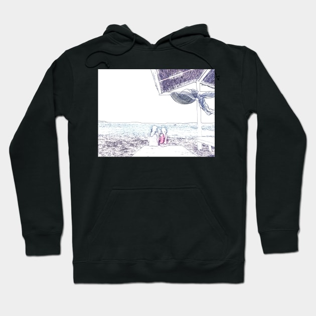 Sisters forever, on the beach, best sister, family print Hoodie by KINKDesign